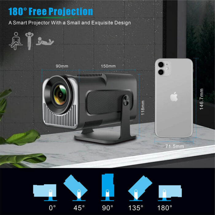 180 degree free projection smart projector